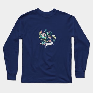 Spring Pattern with Bunnies and Turtles Long Sleeve T-Shirt